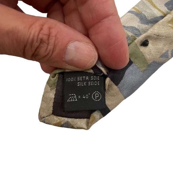 Ermenegildo Zegna Silk Floral Tie Blue Cream - Picture 5 of 9